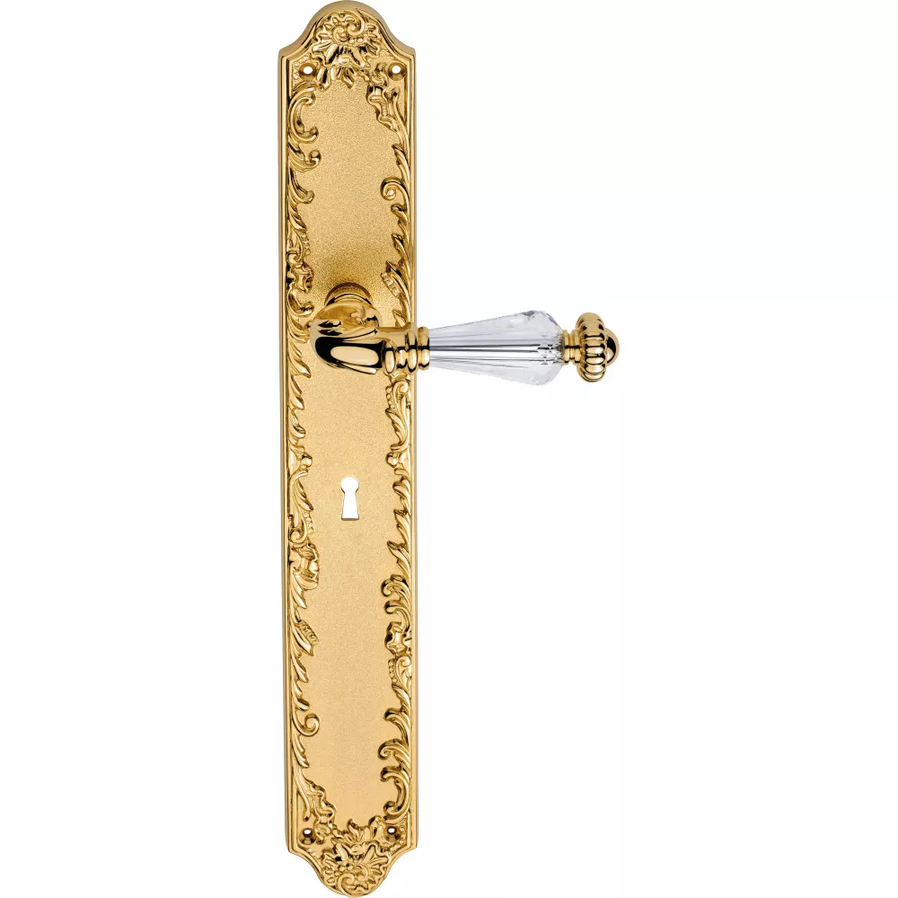 Klamka do drzwi Ninfa Cristal - szyld dlugi - otwor na klucz - wykonczenie OZ